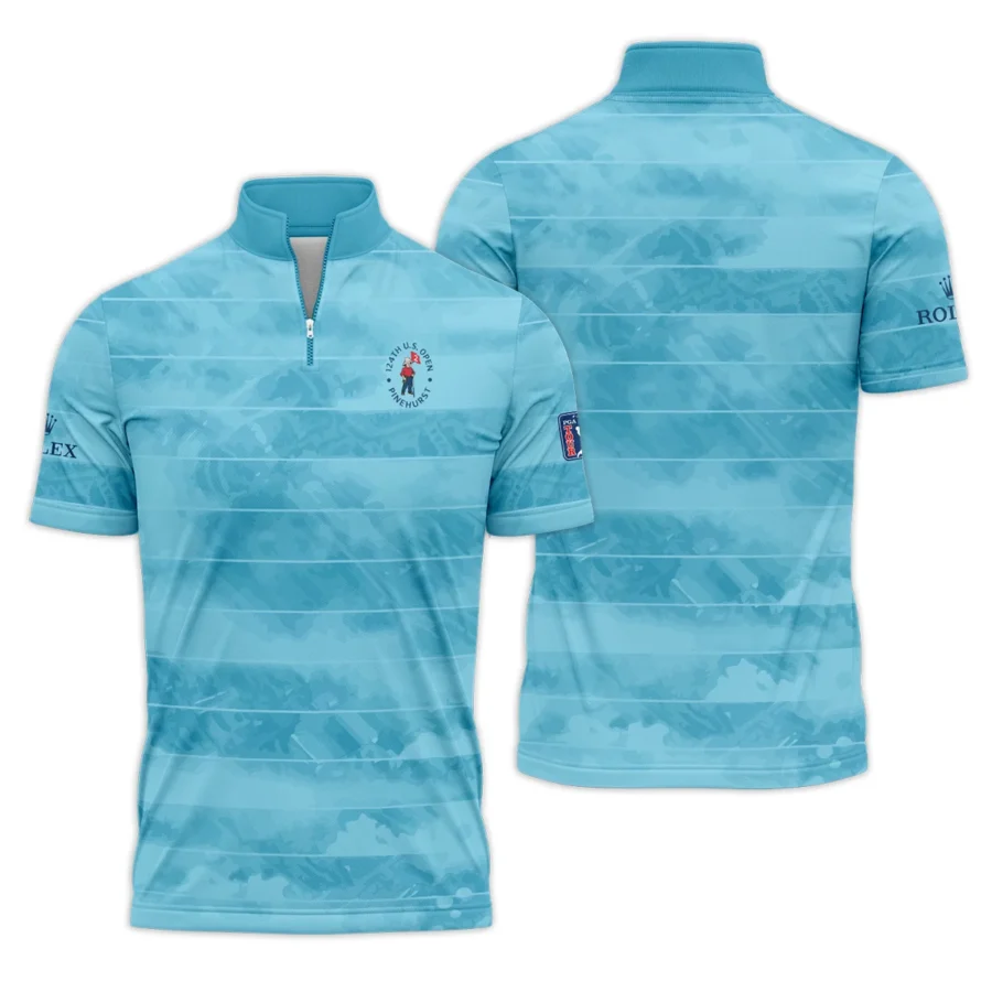 Rolex 124th U.S. Open Pinehurst Blue Abstract Background Line Quarter-Zip Polo Shirt