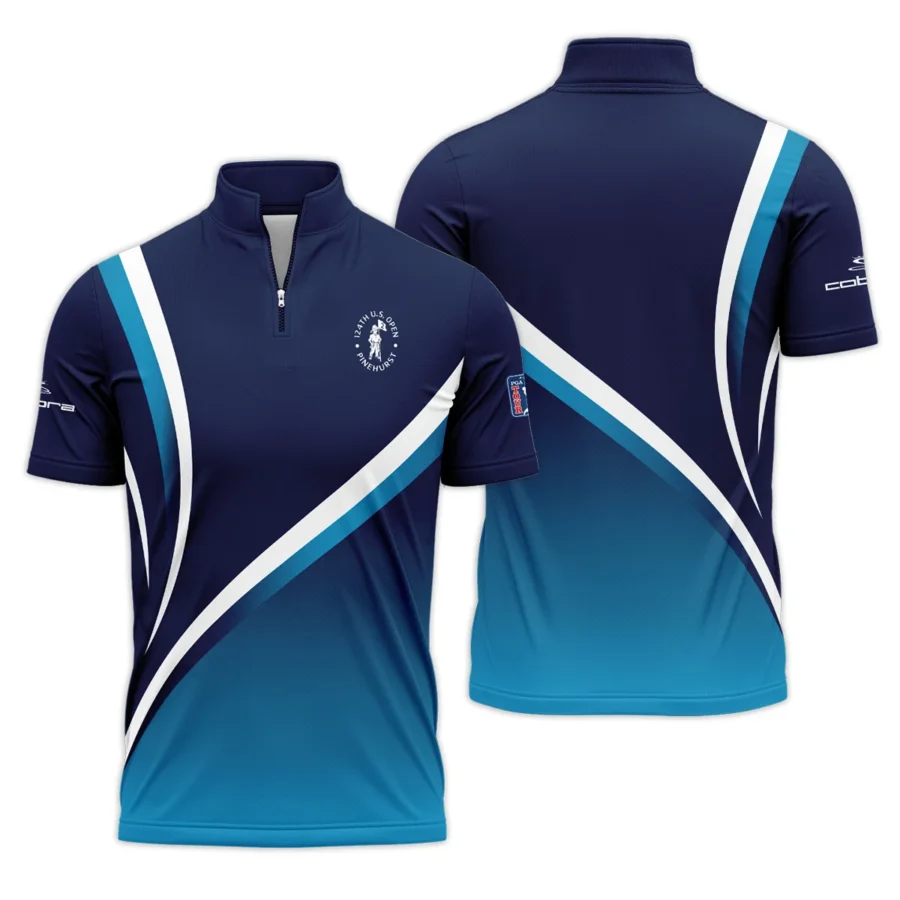 Cobra Golf 124th U.S. Open Pinehurst Dark Blue Gradient Abstract White Background  Quarter-Zip Polo Shirt