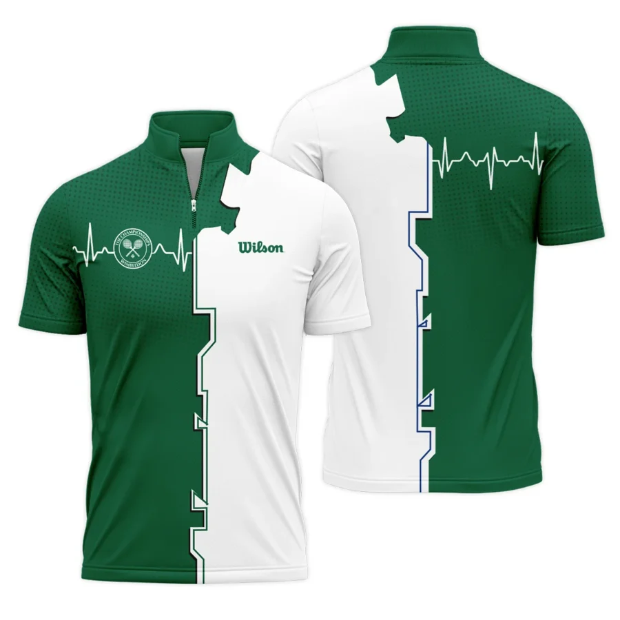 Tennis Love Green Color Wimbledon Championships Champions Wilson Performance Quarter-Zip Polo Shirt