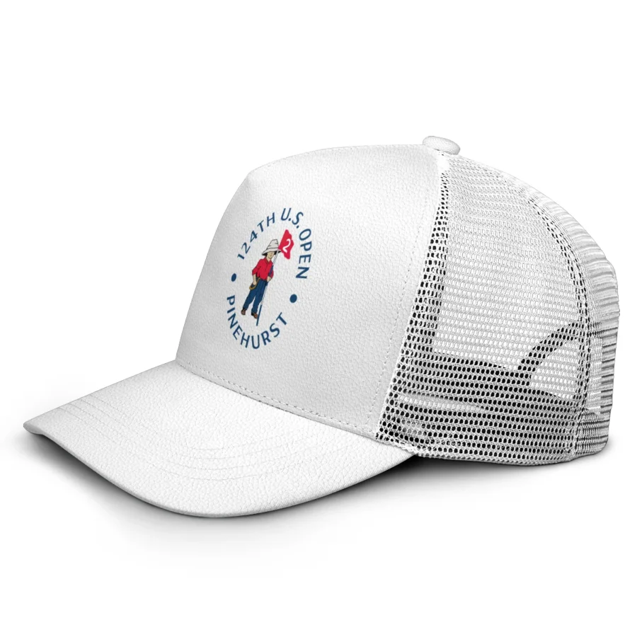 124th U.S. Open Pinehurst All White Leather Texture All Over Print Trucker Cap