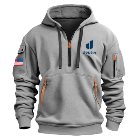 Classic Fashion Deuter Camping Color Gray Hoodie Half Zipper