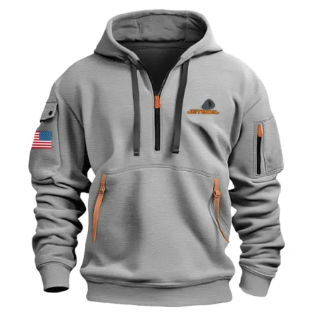 Classic Fashion Jetboil Camping Color Gray Hoodie Half Zipper