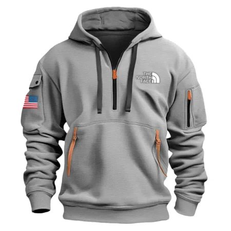 Classic Fashion The North Face Camping Color Gray Hoodie Half Zipper