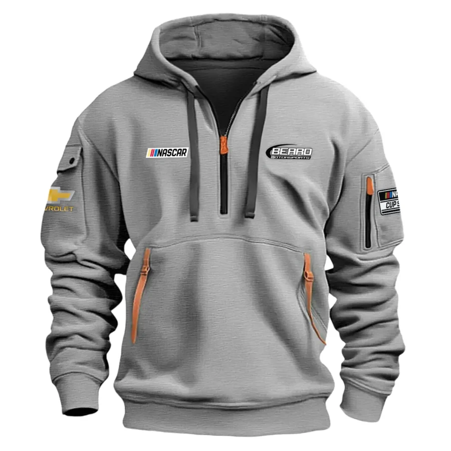 Classic Fashion Beard Motorsports Nascar Cup Series Color Gray Hoodie Half Zipper