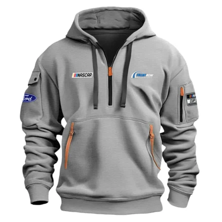 Classic Fashion Front Row Motorsports Nascar Cup Series Color Gray Hoodie Half Zipper