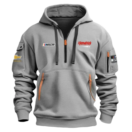 Classic Fashion Hendrick Motorsports Nascar Cup Series Color Gray Hoodie Half Zipper