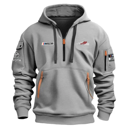 Classic Fashion Joe Gibbs Racing Nascar Cup Series Color Gray Hoodie Half Zipper