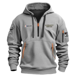 Classic Fashion Legacy Motor Club Nascar Cup Series Color Gray Hoodie Half Zipper