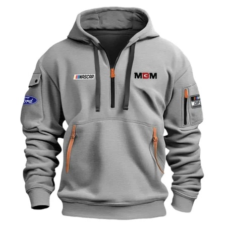 Classic Fashion MBM Motorsports Nascar Cup Series Color Gray Hoodie Half Zipper