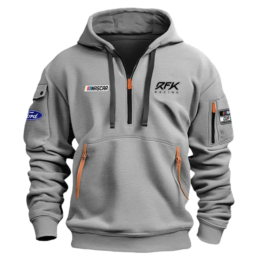 Classic Fashion RFK Racing Nascar Cup Series Color Gray Hoodie Half Zipper