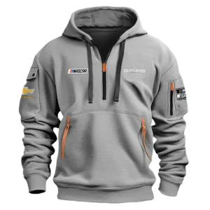 Classic Fashion Spire Motorsports Nascar Cup Series Color Gray Hoodie Half Zipper