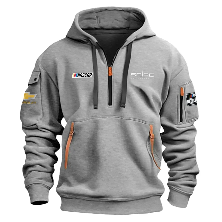 Classic Fashion Spire Motorsports Nascar Cup Series Color Gray Hoodie Half Zipper