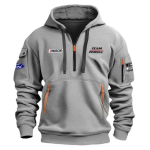 Classic Fashion Team Penske Nascar Cup Series Color Gray Hoodie Half Zipper