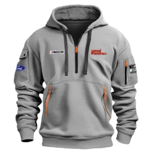 Classic Fashion Wood Brothers Racing Nascar Cup Series Color Khaki Hoodie Half Zipper