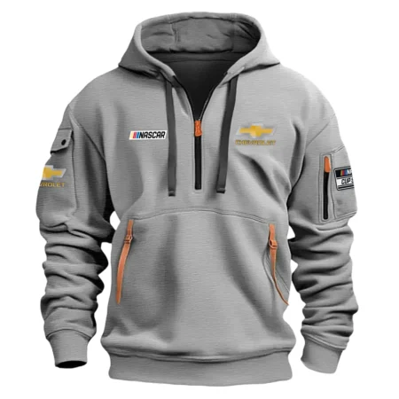 Classic Fashion Chevrolet Nascar Cup Series Color Gray Hoodie Half Zipper