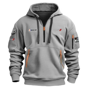 Classic Fashion Dodge Nascar Cup Series Color Gray Hoodie Half Zipper