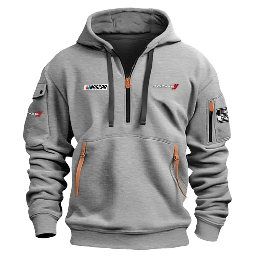 Classic Fashion Dodge Nascar Cup Series Color Gray Hoodie Half Zipper