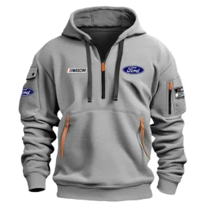 Classic Fashion Ford Nascar Cup Series Color Khaki Hoodie Half Zipper