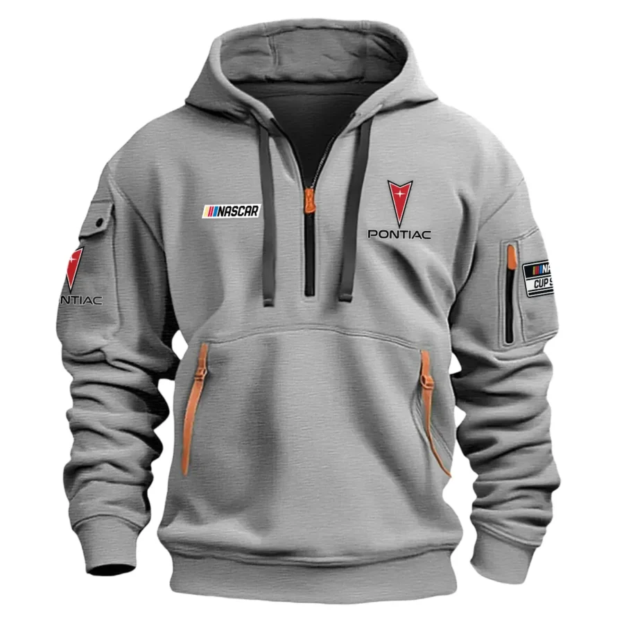 Classic Fashion Pontiac Nascar Cup Series Color Gray Hoodie Half Zipper