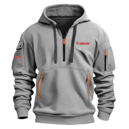 Canon Classic Fashion Photography Videography Color Gray Hoodie Half Zipper