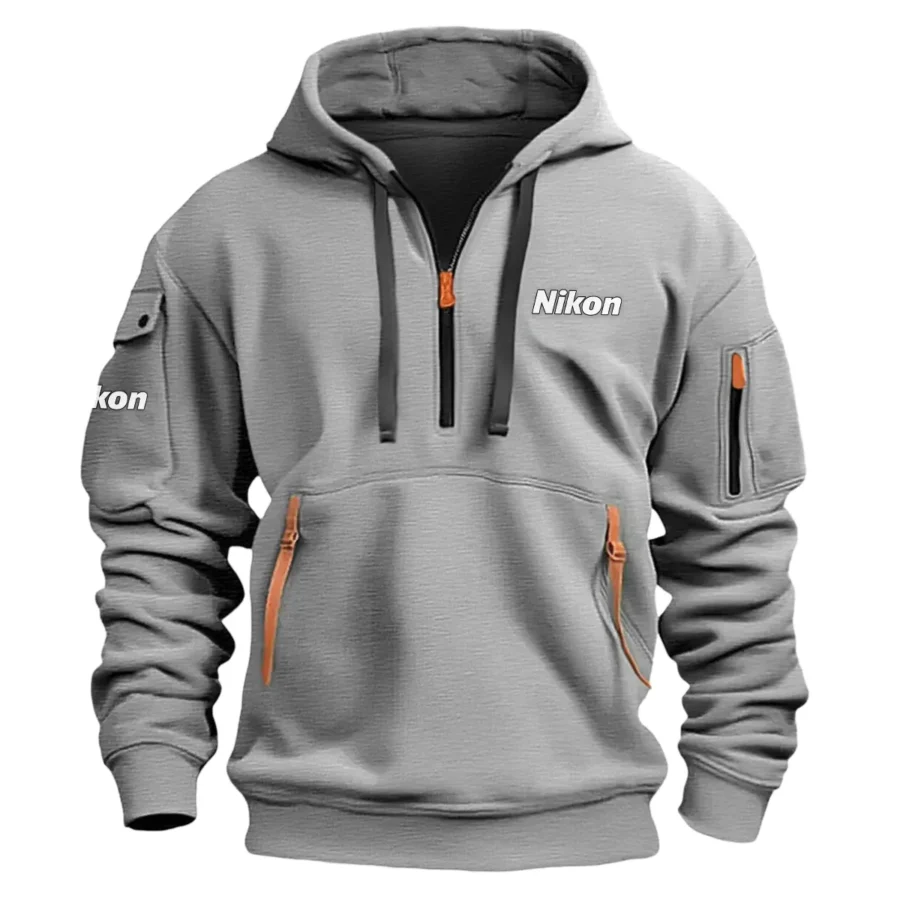 Nikon Classic Fashion Photography Videography Color Gray Hoodie Half Zipper