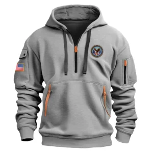 Classic Fashion U.S. Veterans Affairs Color Gray Hoodie Half Zipper