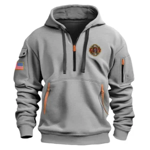 Classic Fashion U.S. FireFighter Color Gray Hoodie Half Zipper