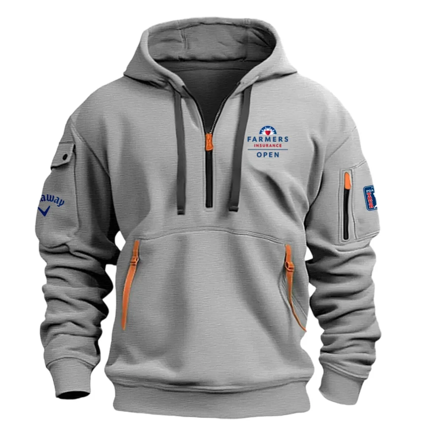 Gray Color Callaway Fashion Hoodie Half Zipper Farmers Insurance Open Gift For Fans