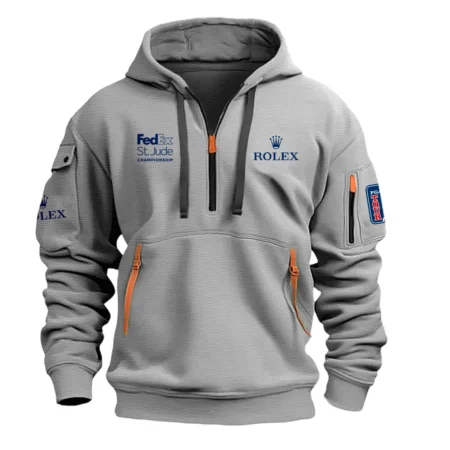 Gray Color Brand Rolex Hoodie Half Zipper FedEx St. Jude Championship Gift For Fans