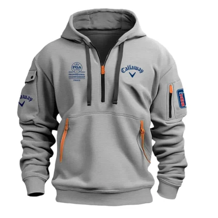 Gray Color Brand Callaway Hoodie Half Zipper PGA Professional Championship 2024 Gift For Fans