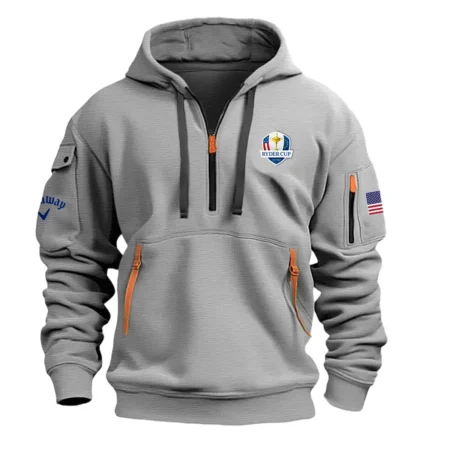 Gray Color Brand Callaway Hoodie Half Zipper Ryder Cup Gift For Fans