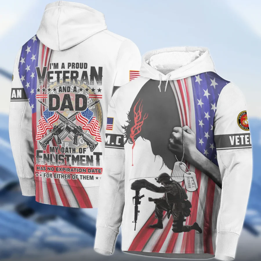 I Am Proud Veteran And A Dad U.S. Marine Corps All Over Prints Hoodie