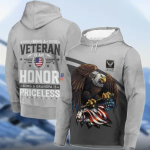 Being A Veteran Is An Honor Being A Grandpa Is Priceless U.S. Air Force All Over Prints Zipper Hoodie