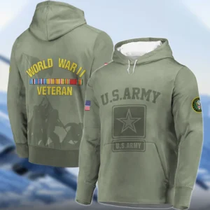 Veteran World War II U.S. Army All Over Prints Zipper Hoodie