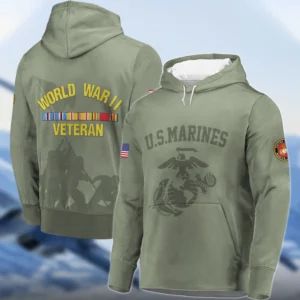 Veteran World War II U.S. Marine Corps All Over Prints Zipper Hoodie