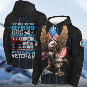 Veteran Only Two Defining Forces Have Ever Offered To Die For You U.S. Air Force All Over Prints Zipper Hoodie