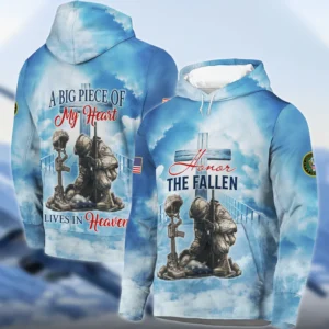 Honor The Fallen Veteran A Big Piece Of My Heart Lives In Heaven U.S. Army All Over Prints Zipper Hoodie