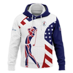 124th U.S. Open Pinehurst Cobra Golf  Blue Red Golf Pattern White Flag Quarter-Zip Polo Shirt