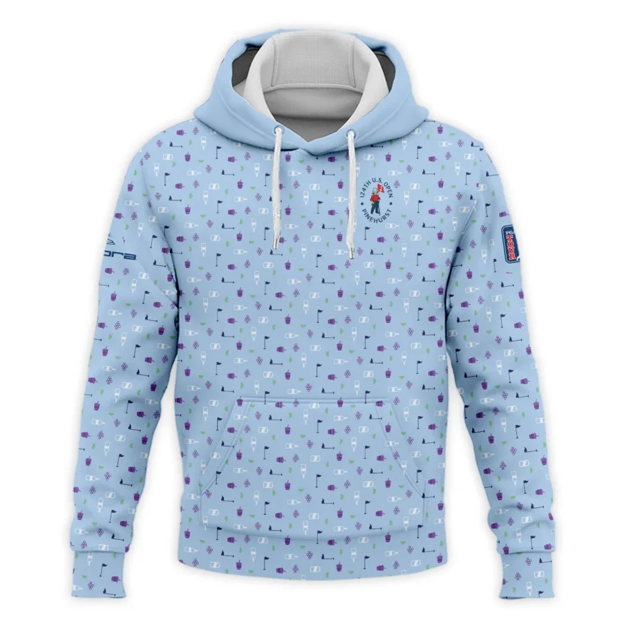 124th U.S. Open Pinehurst Cobra Golf  Golf Icons Pattern Light Blue Hoodie Shirt Style Classic