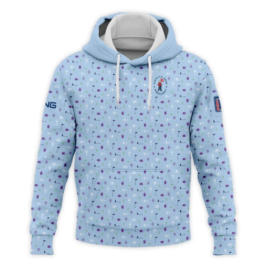 124th U.S. Open Pinehurst Ping Golf Icons Pattern Light Blue Hoodie Shirt Style Classic