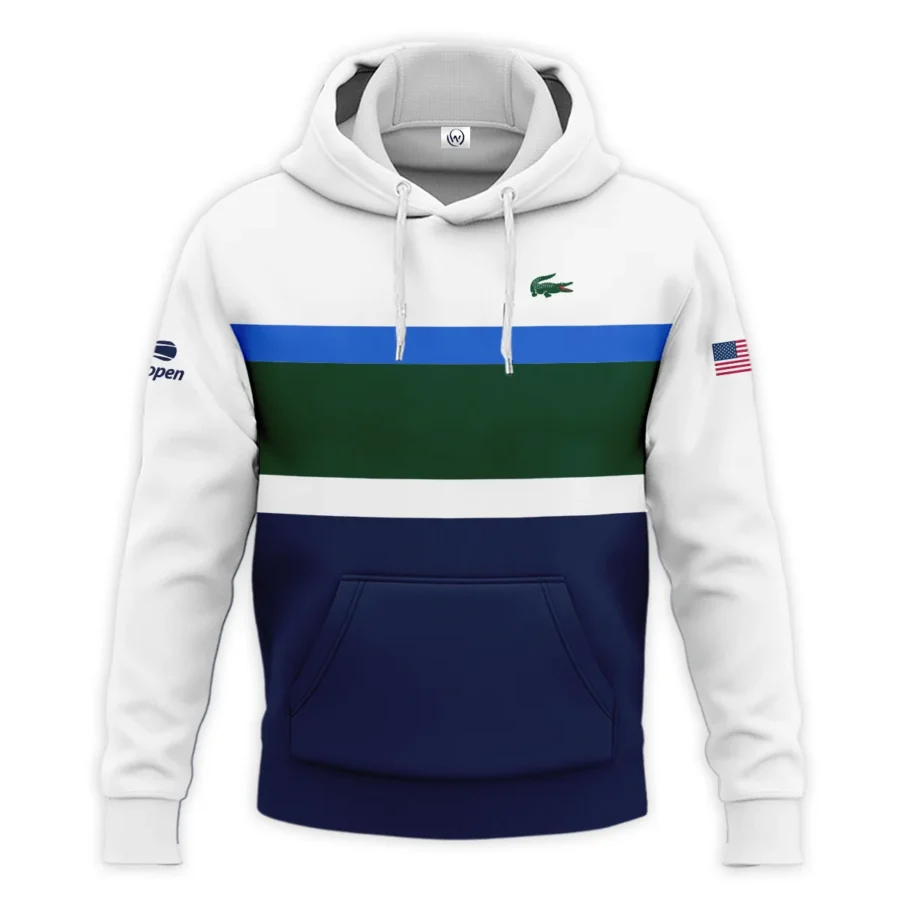 Lacoste US Open Tennis Green Blue White Pattern Hoodie Shirt Style Classic