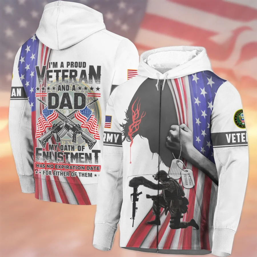 I Am Proud Veteran And A Dad U.S. Army All Over Prints Zipper Hoodie