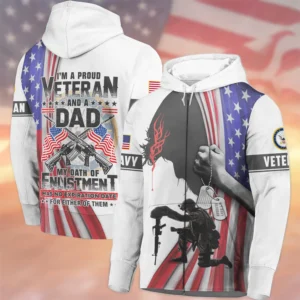 I Am Proud Veteran And A Dad U.S. Navy All Over Prints Hoodie