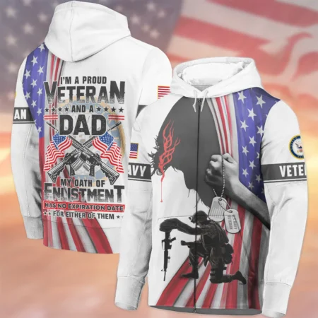 I Am Proud Veteran And A Dad U.S. Navy All Over Prints Zipper Hoodie