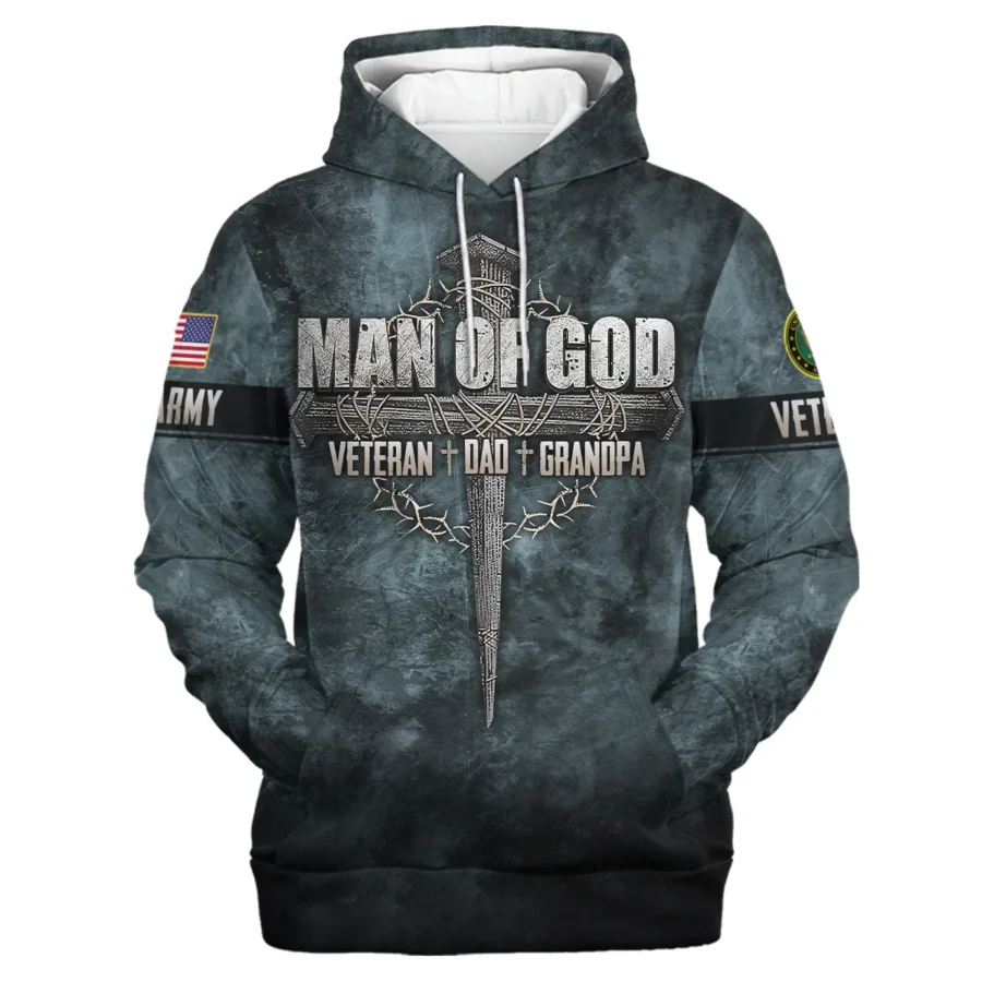 Veteran Dad Grandpa Man Of God Honor The Fallen U.S. Army All Over Prints Hoodie