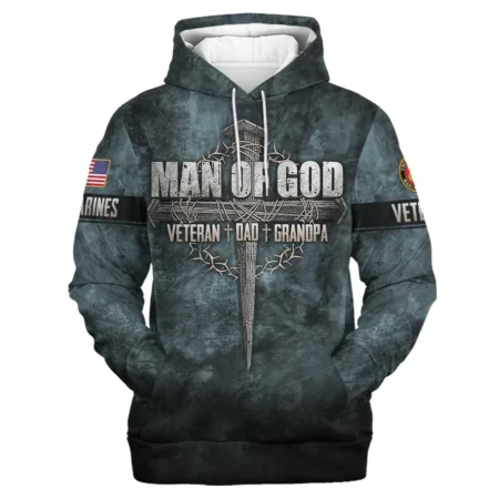 Veteran Dad Grandpa Man Of God Honor The Fallen U.S. Marine Corps All Over Prints Hoodie