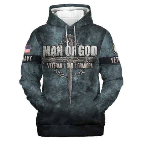 Veteran Dad Grandpa Man Of God Honor The Fallen U.S. Navy All Over Prints Hoodie