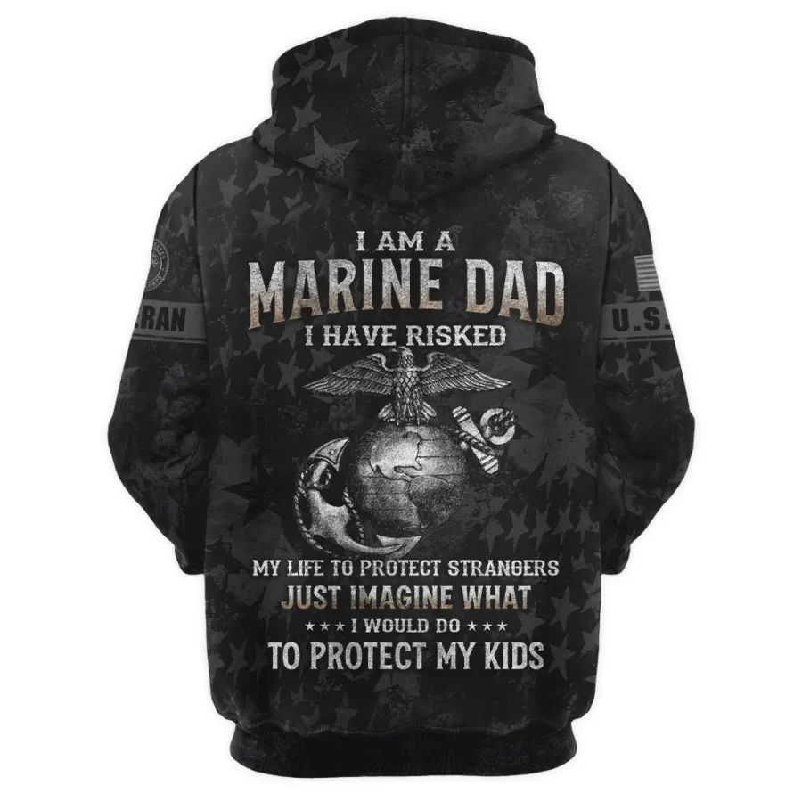 Veteran Just Imagine What I Would Do To Protect My Kids U.S. Marine Corps All Over Prints Zipper Hoodie