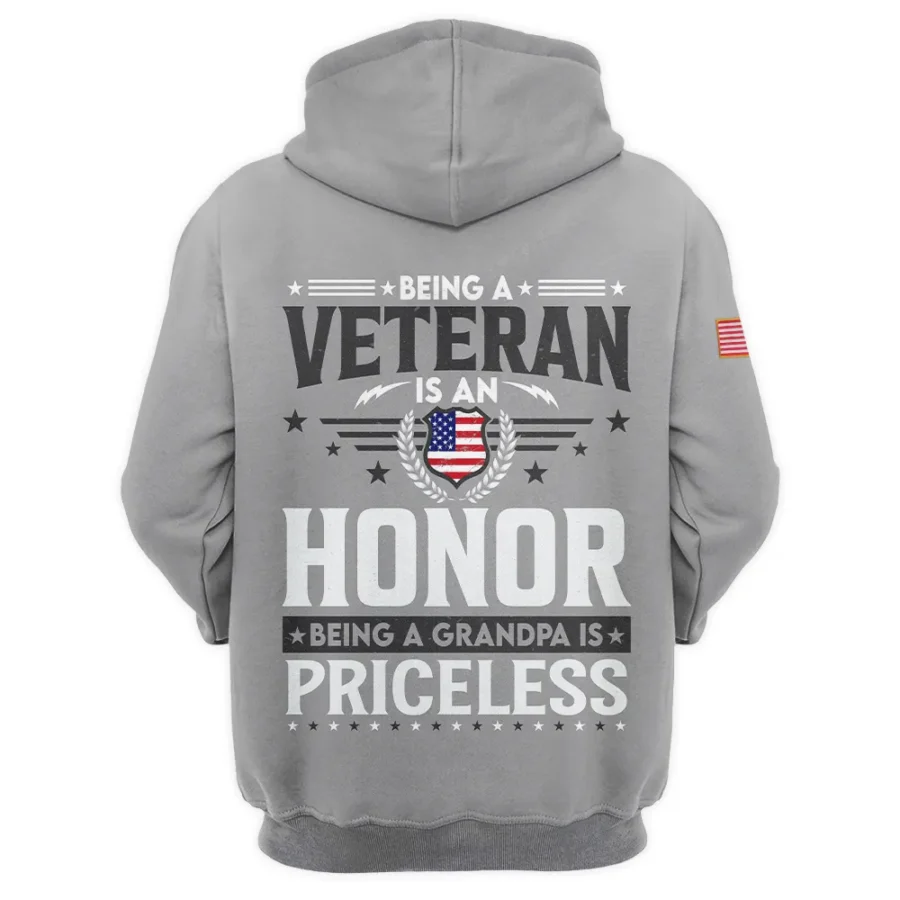 Being A Veteran Is An Honor Being A Grandpa Is Priceless U.S. Army All Over Prints Hoodie