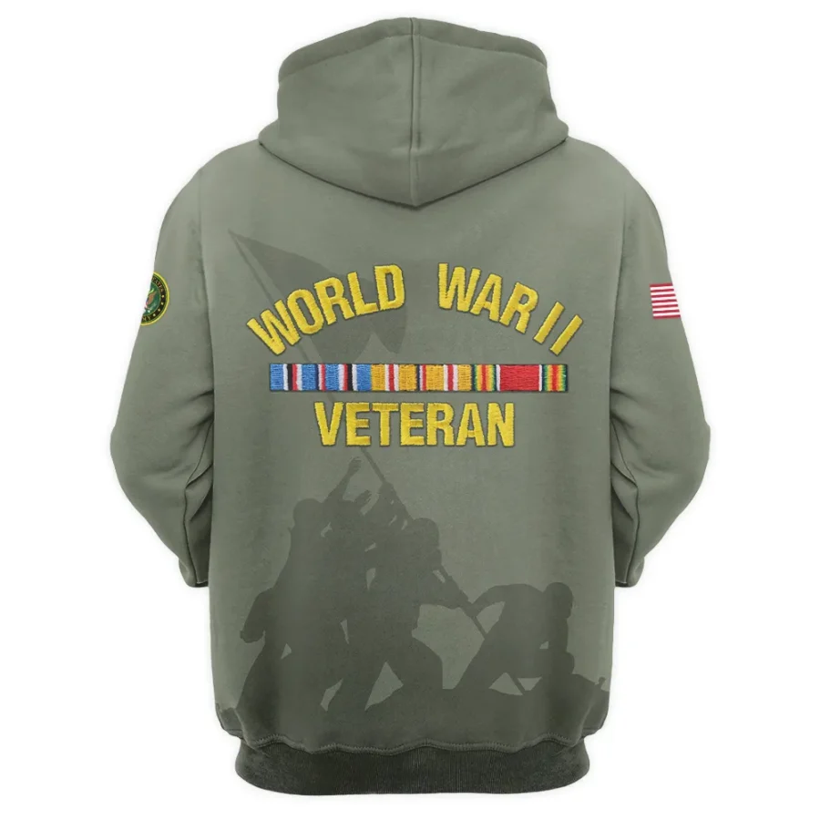 Veteran World War II U.S. Army All Over Prints Zipper Hoodie